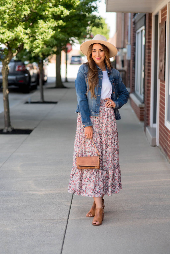 Mini Blooms Tiered Midi Skirt - Betsey's Boutique Shop