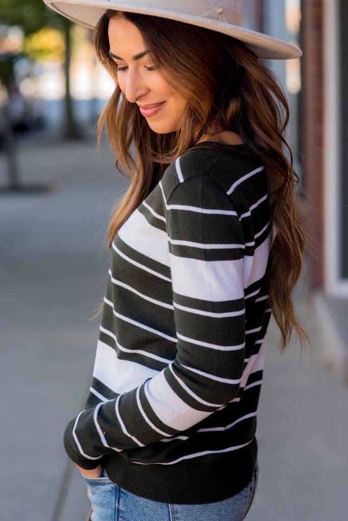 Solid Line Striped Sweater - Betsey's Boutique Shop -