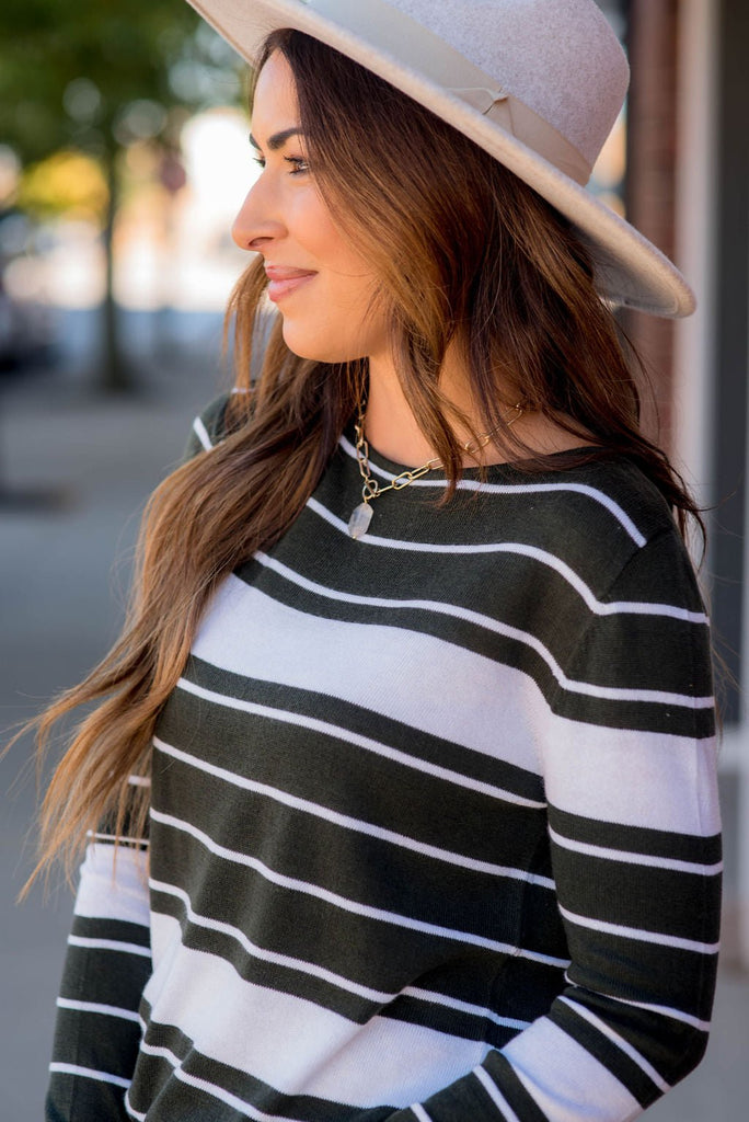 Solid Line Striped Sweater - Betsey's Boutique Shop -