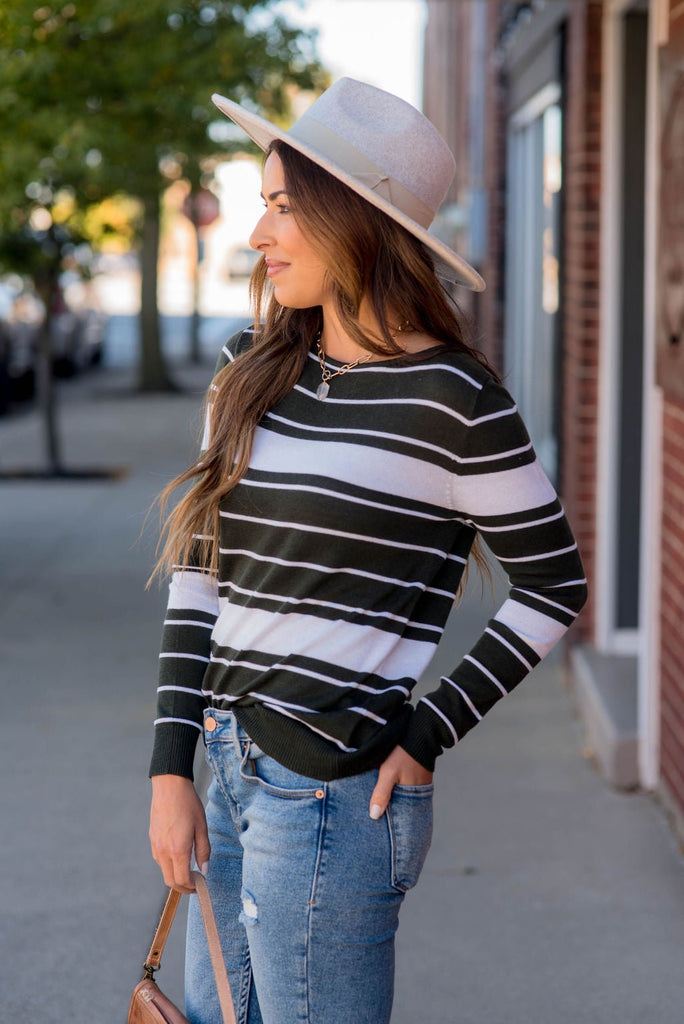 Solid Line Striped Sweater - Betsey's Boutique Shop -