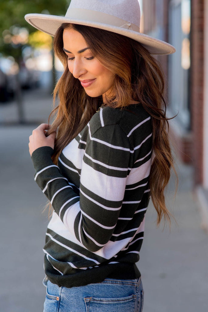 Solid Line Striped Sweater - Betsey's Boutique Shop -