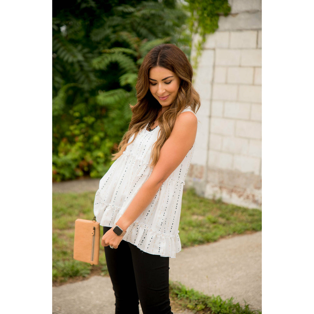 Dotted Striped Tiered Tank - Betsey's Boutique Shop