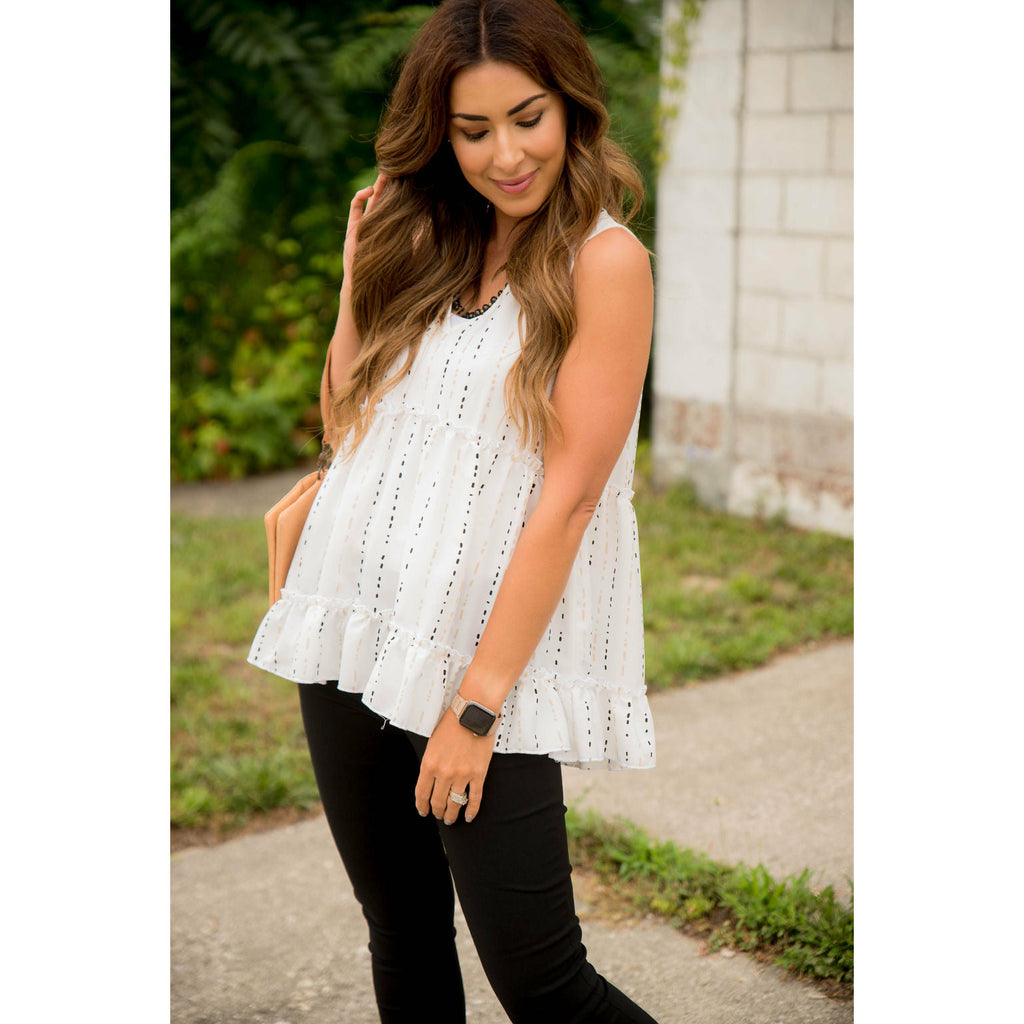 Dotted Striped Tiered Tank - Betsey's Boutique Shop