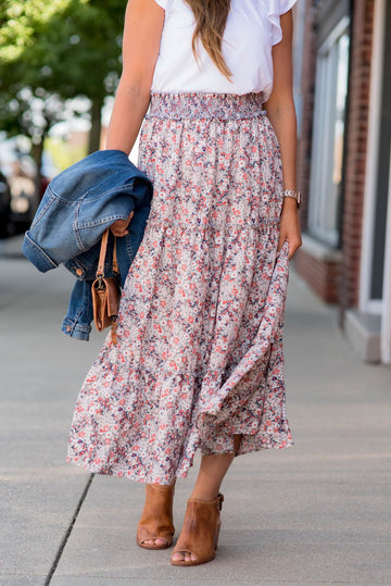 Mini Blooms Tiered Midi Skirt - Betsey's Boutique Shop