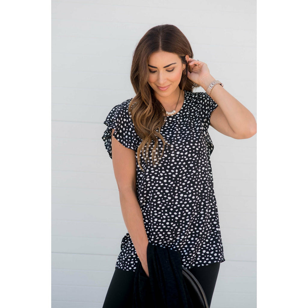 Double Tiered Sleeve Cheetah Blouse - Betsey's Boutique Shop