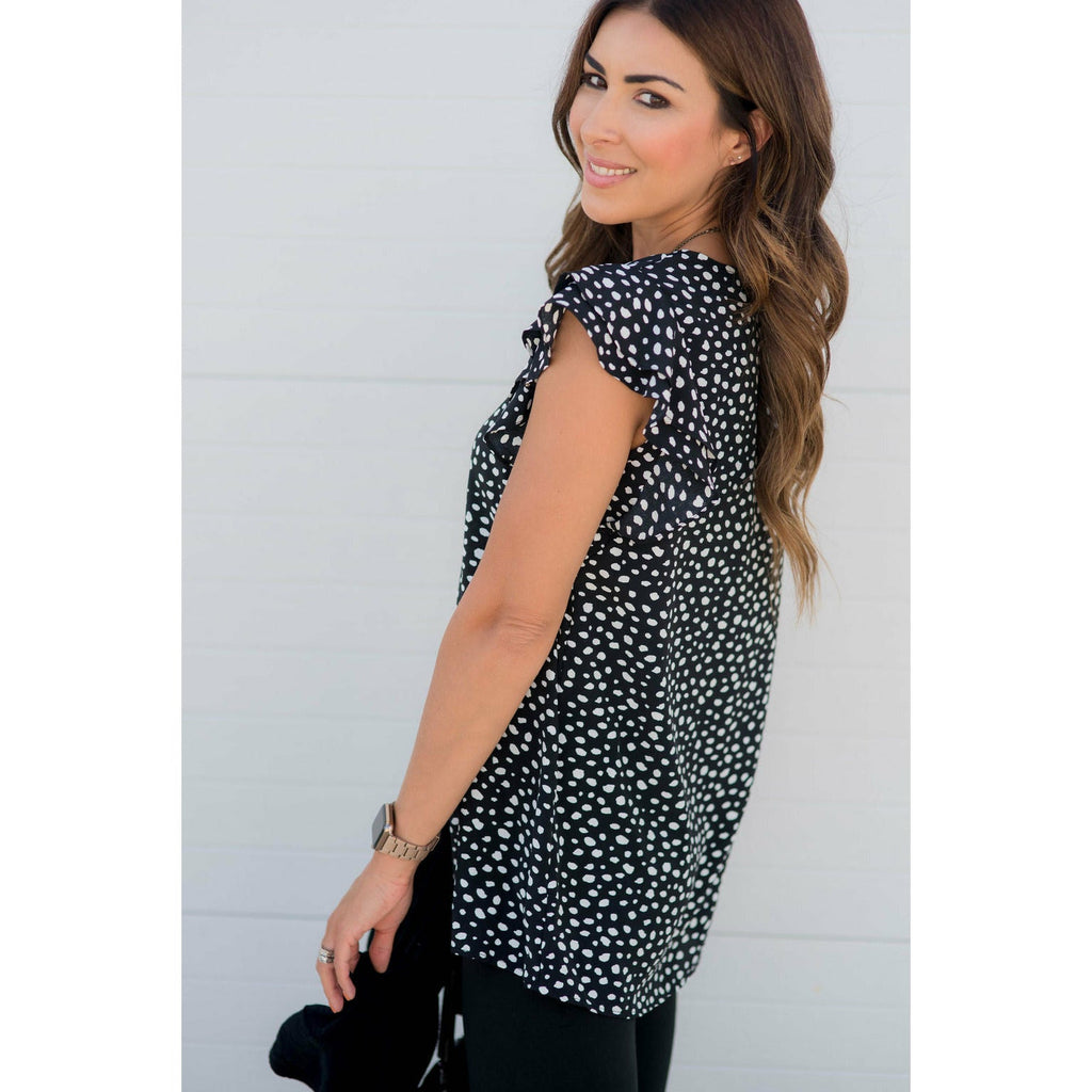 Double Tiered Sleeve Cheetah Blouse - Betsey's Boutique Shop