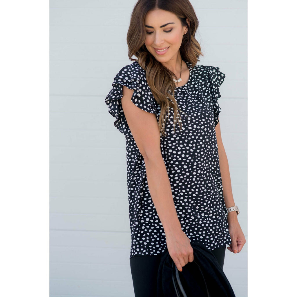 Double Tiered Sleeve Cheetah Blouse - Betsey's Boutique Shop