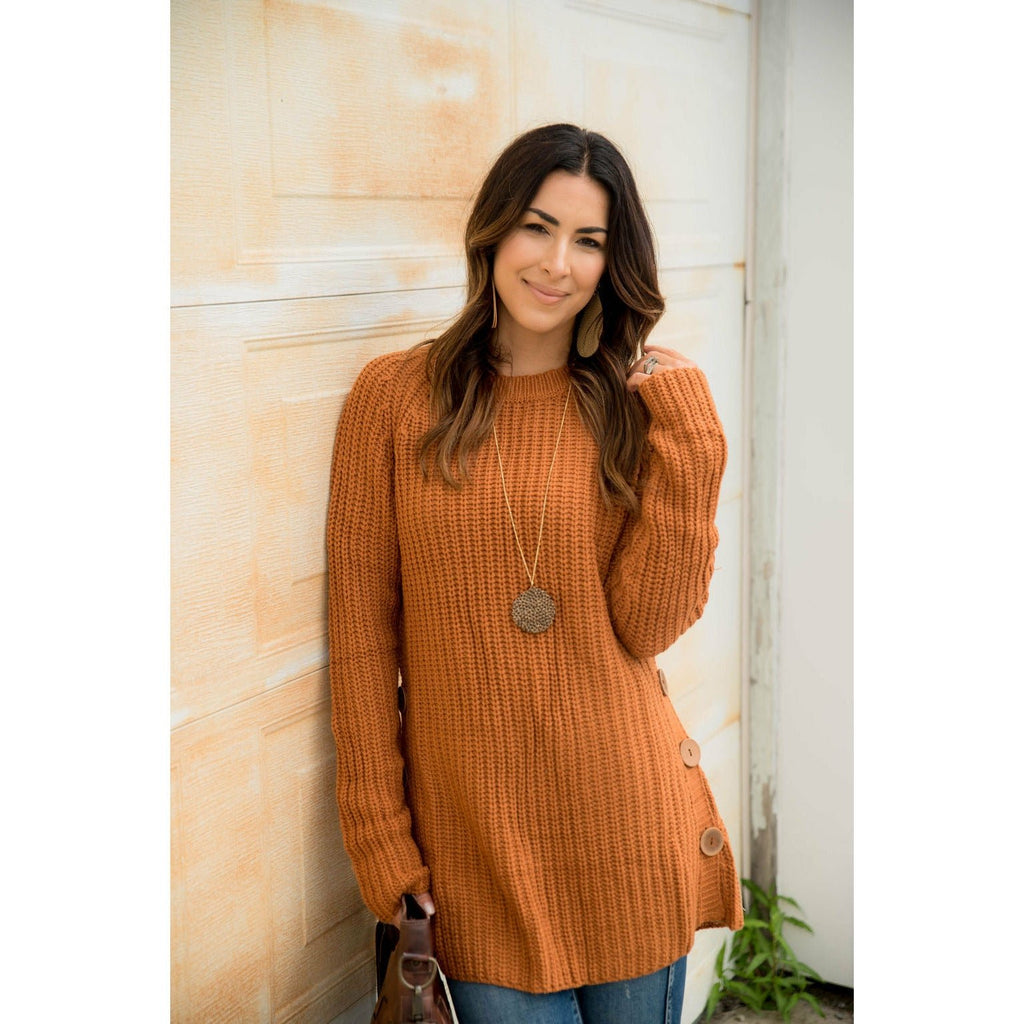 Side Button Sweater - Betsey's Boutique Shop - Outerwear