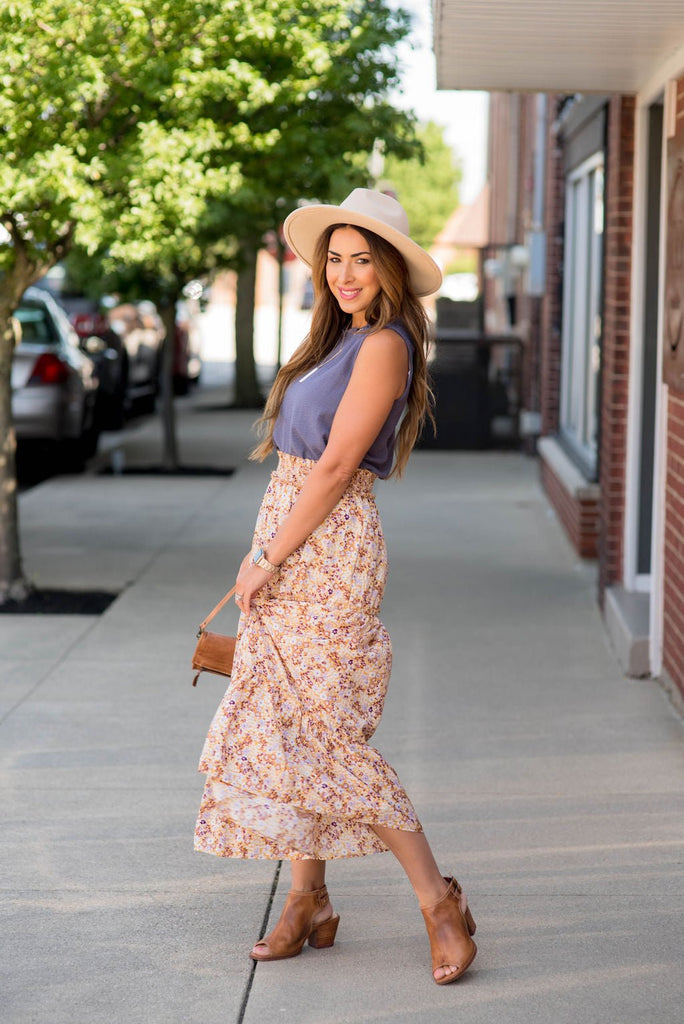 Mini Blooms Tiered Midi Skirt - Betsey's Boutique Shop