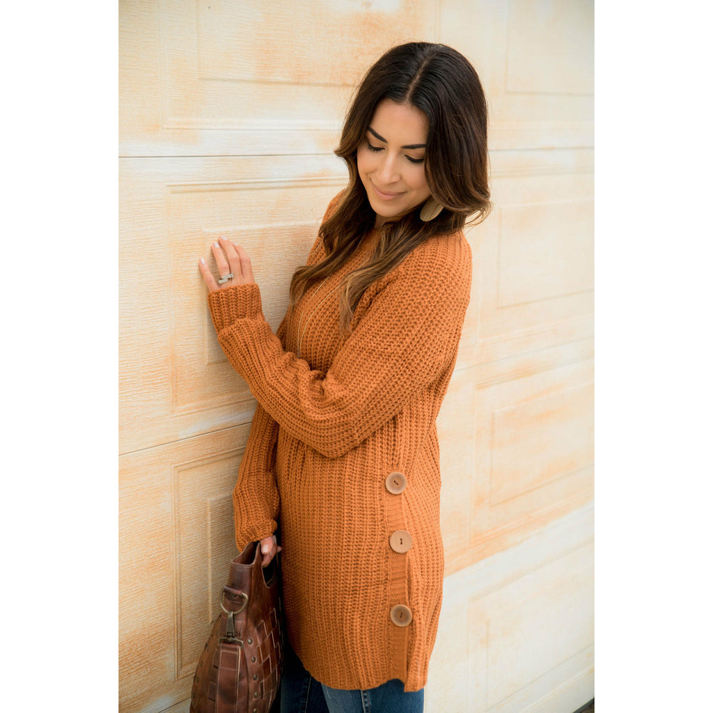 Side Button Sweater - Betsey's Boutique Shop - Outerwear