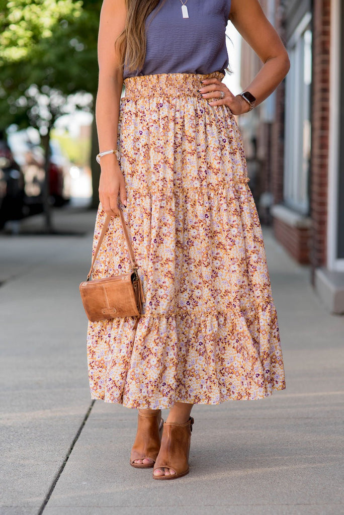 Mini Blooms Tiered Midi Skirt - Betsey's Boutique Shop