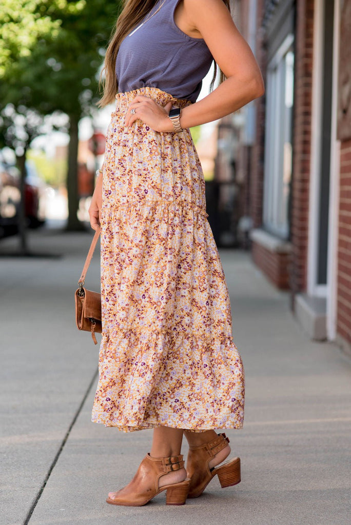 Mini Blooms Tiered Midi Skirt - Betsey's Boutique Shop