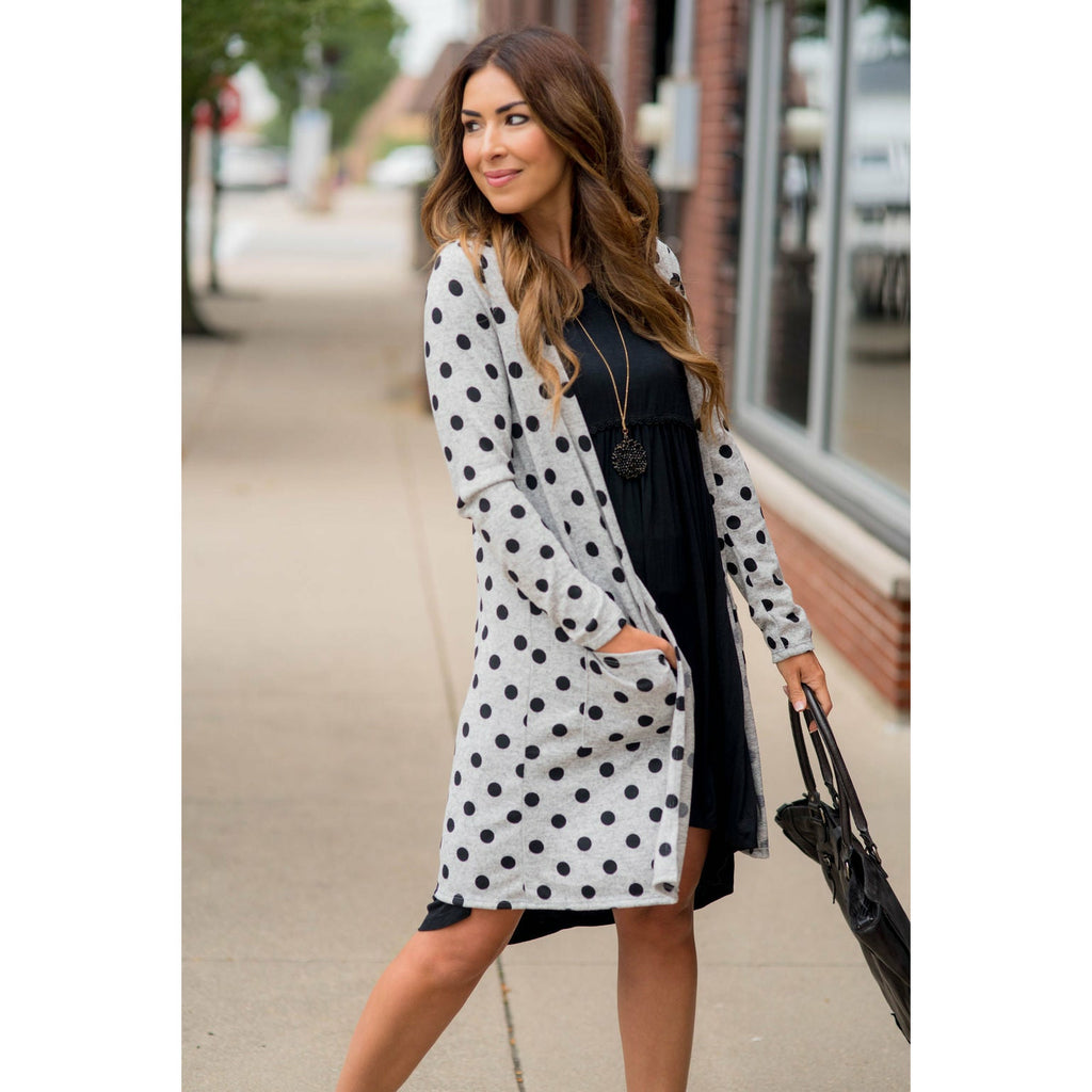 Polka Dot Tunic Cardigan - Betsey's Boutique Shop - Coats & Jackets