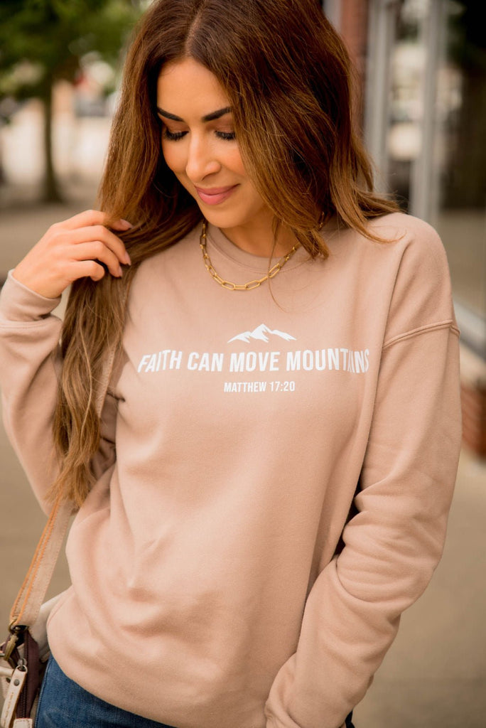 Faith Can Move Mountains Graphic Crewneck - Betsey's Boutique Shop -