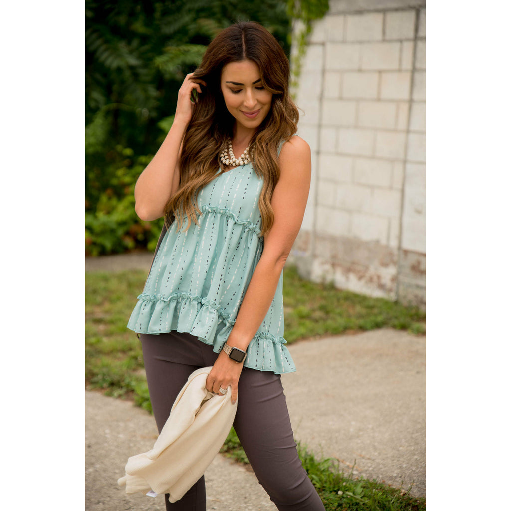 Dotted Striped Tiered Tank - Betsey's Boutique Shop