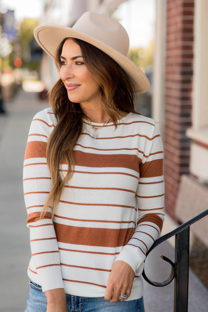 Solid Line Striped Sweater - Betsey's Boutique Shop -