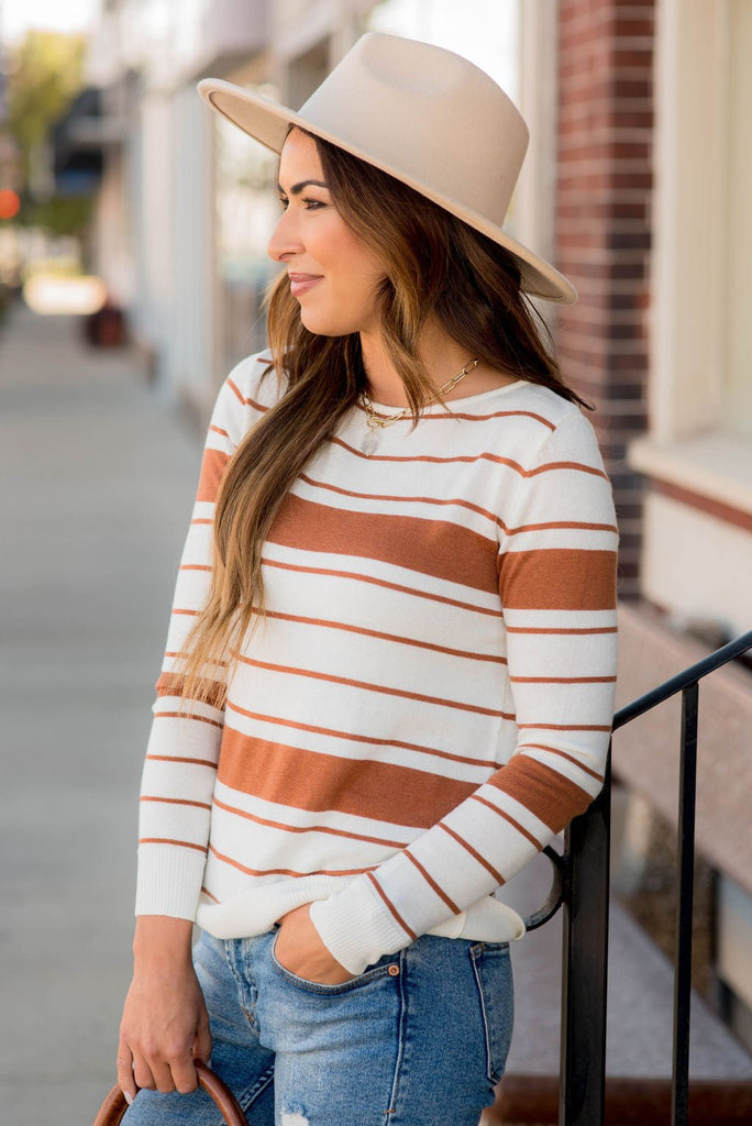 Solid Line Striped Sweater - Betsey's Boutique Shop -