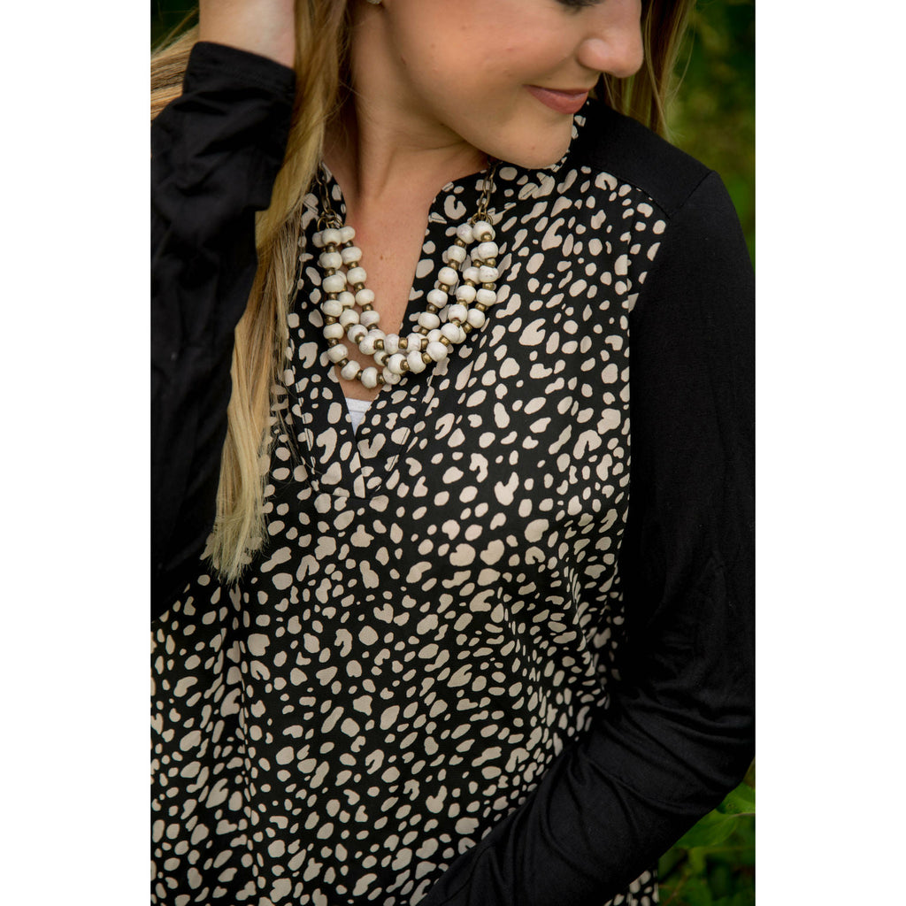 Leopard V Neck Blouse - Betsey's Boutique Shop