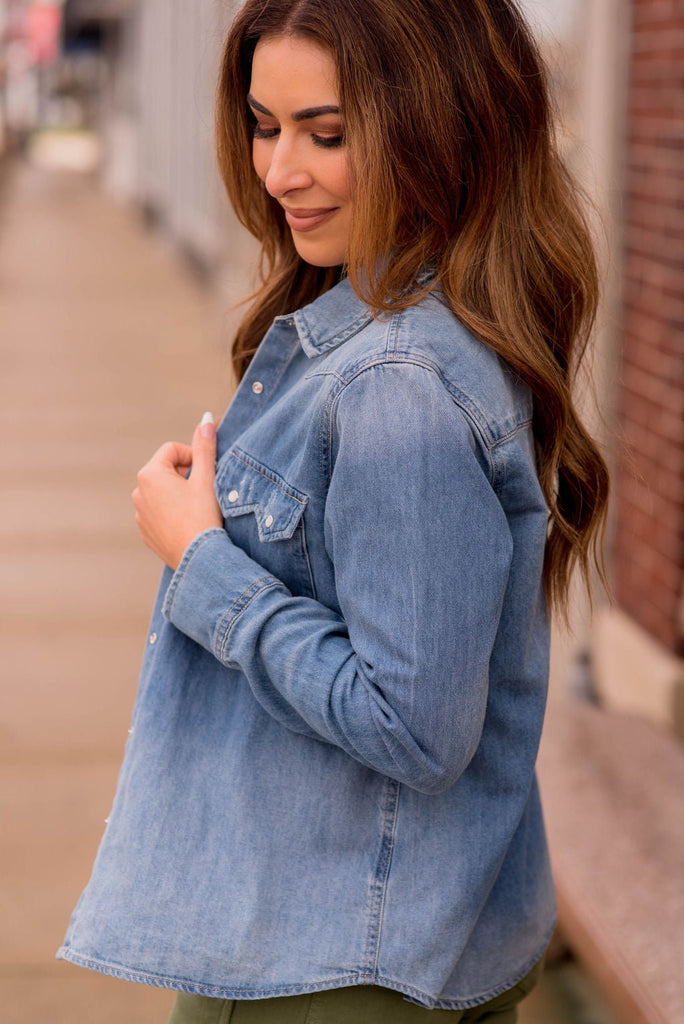 Ombre Denim Button Up - Betsey's Boutique Shop