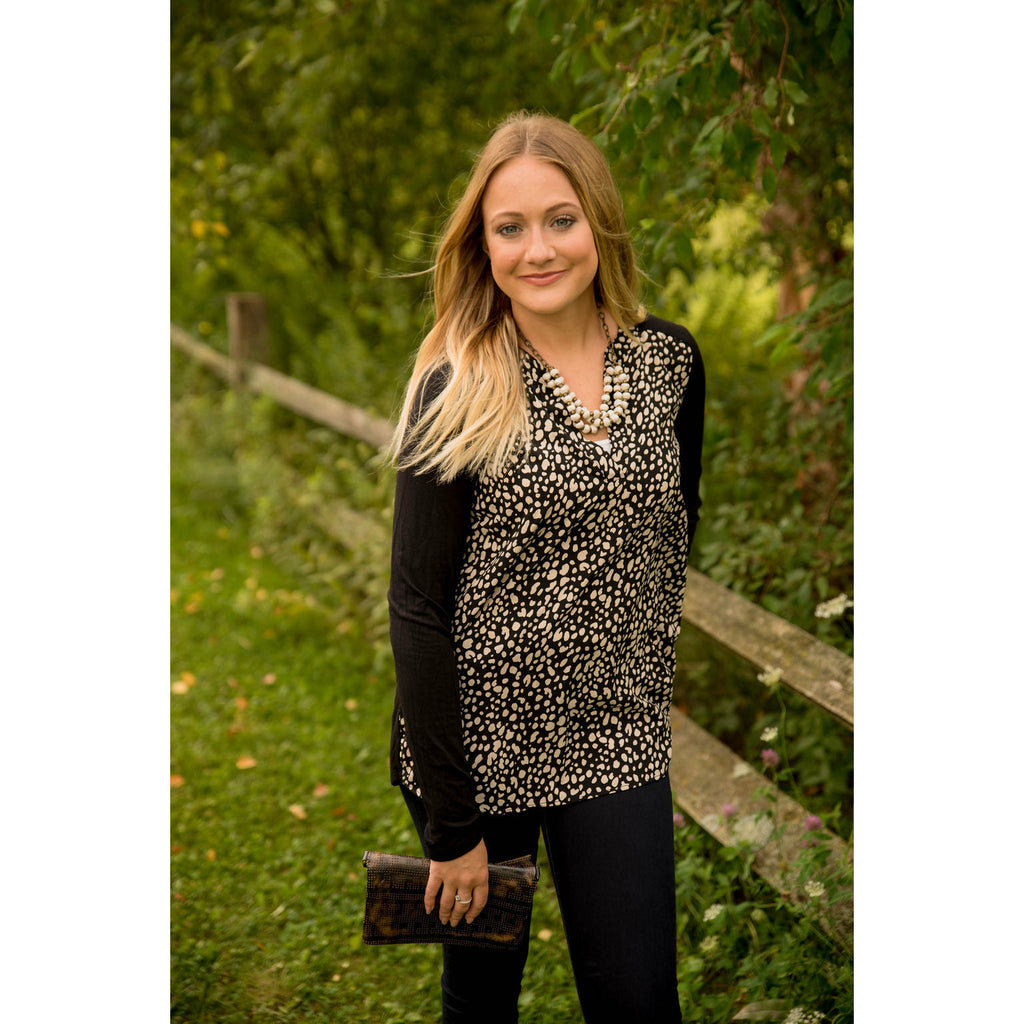 Leopard V Neck Blouse - Betsey's Boutique Shop