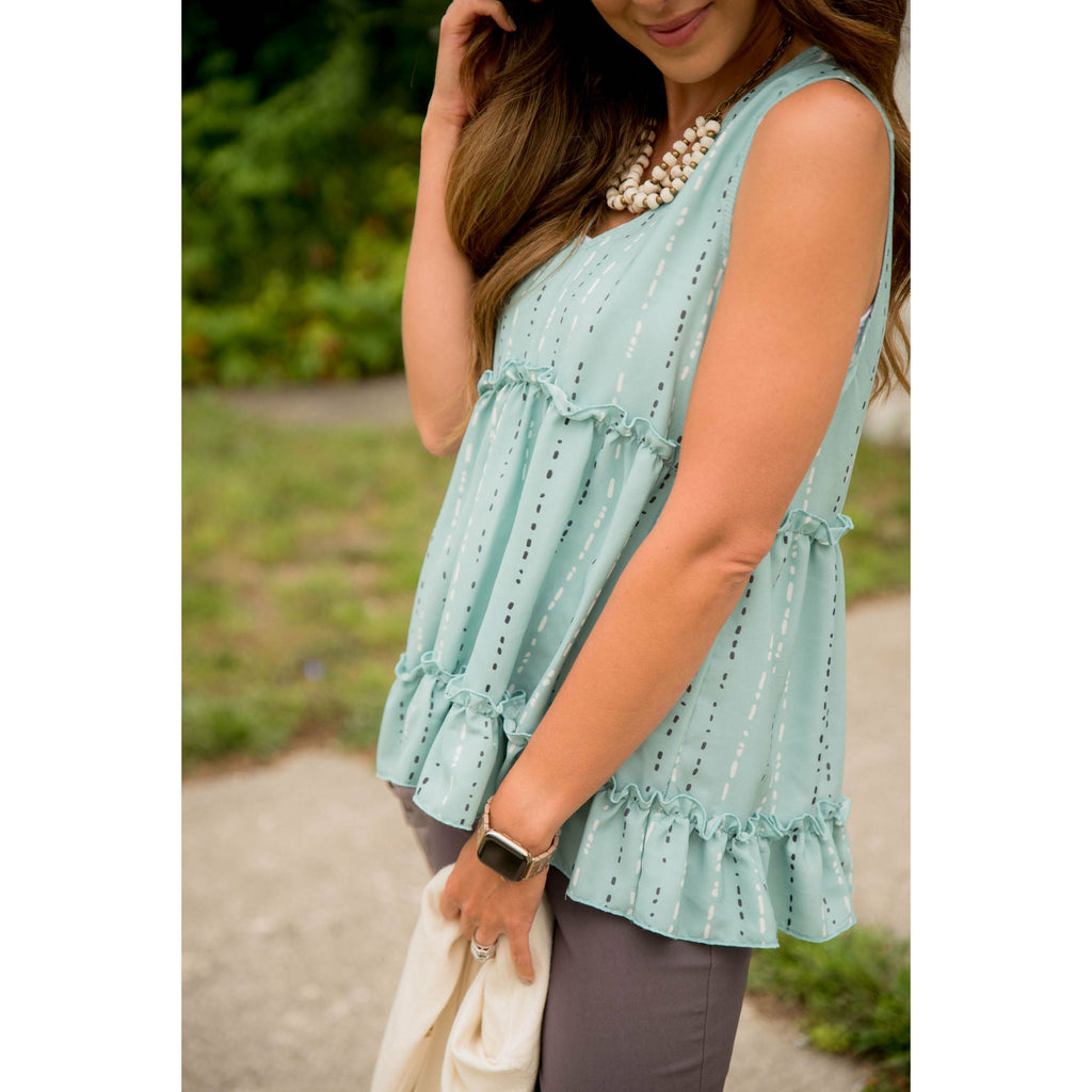 Dotted Striped Tiered Tank - Betsey's Boutique Shop