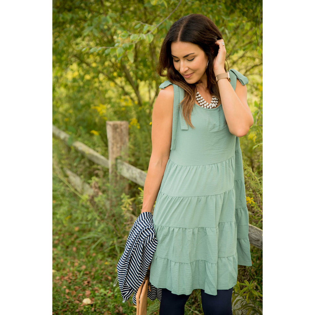 Tie Strap Tiered Dress - Betsey's Boutique Shop