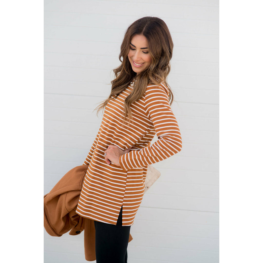 Long Sleeve Striped Tunic Tee - Betsey's Boutique Shop