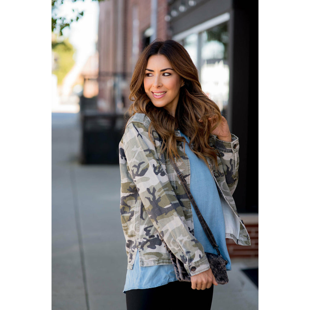 Camo Denim Jacket - Betsey's Boutique Shop