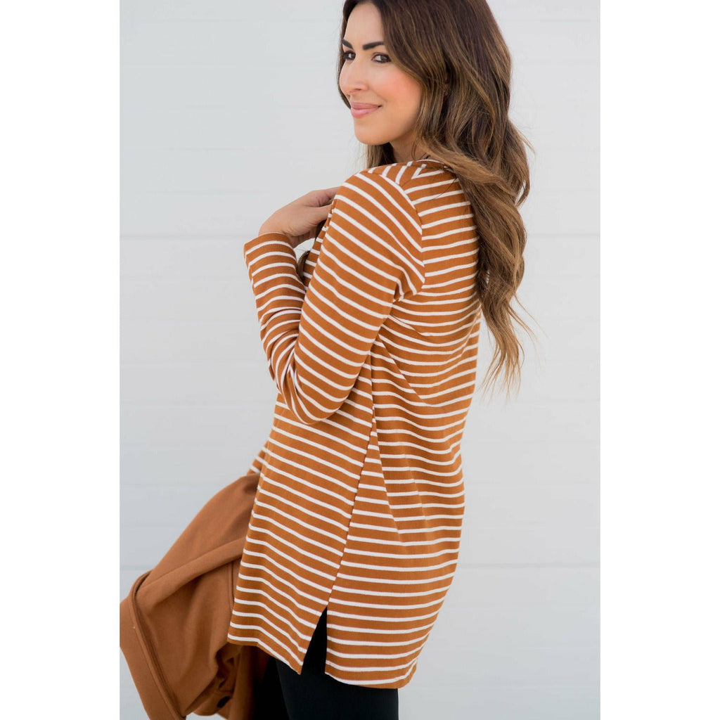 Long Sleeve Striped Tunic Tee - Betsey's Boutique Shop