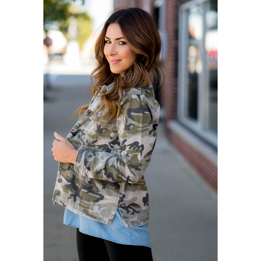 Camo Denim Jacket - Betsey's Boutique Shop