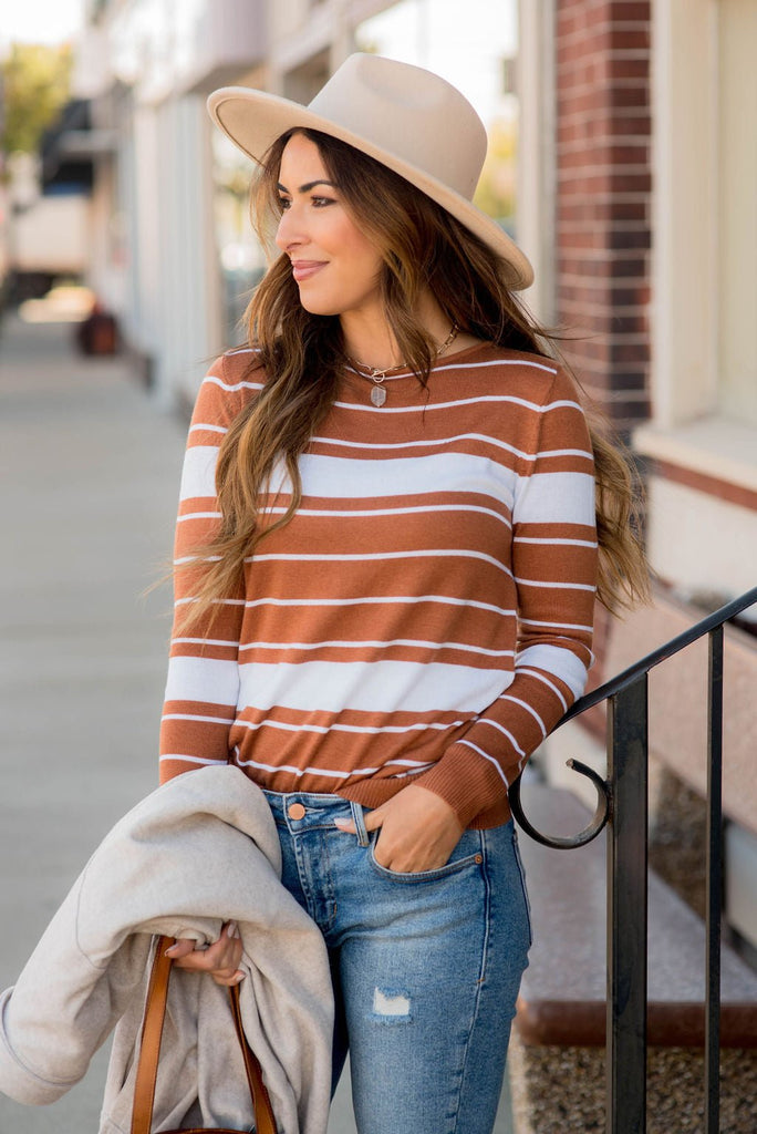 Solid Line Striped Sweater - Betsey's Boutique Shop -