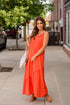 Thin Strapped Ruffle Accented Maxi Dress