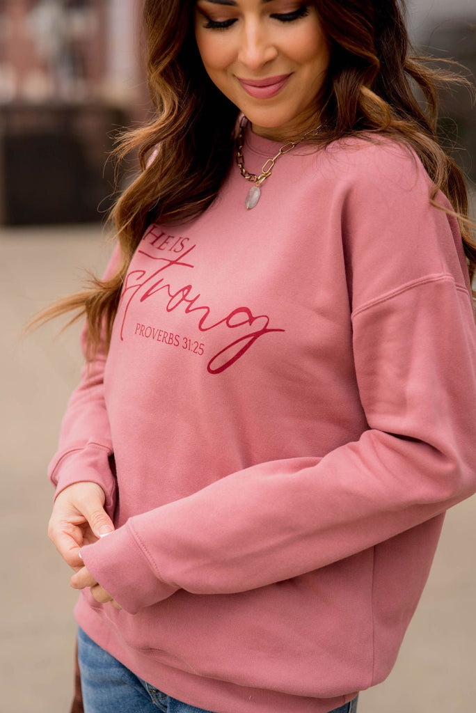 She Is Strong Graphic Crewneck - Betsey's Boutique Shop -
