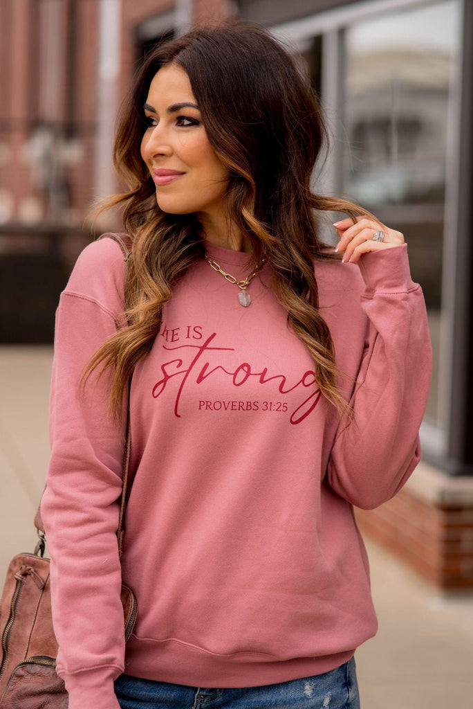 She Is Strong Graphic Crewneck - Betsey's Boutique Shop -