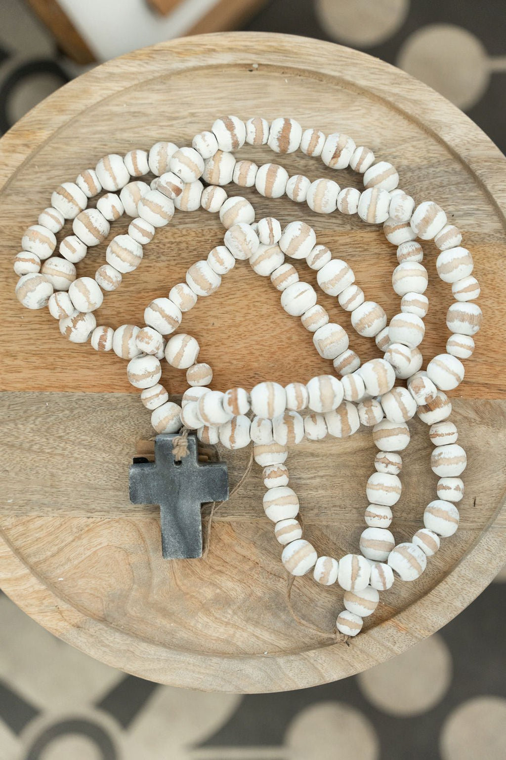White Marble Cross Beads - Betsey's Boutique Shop 