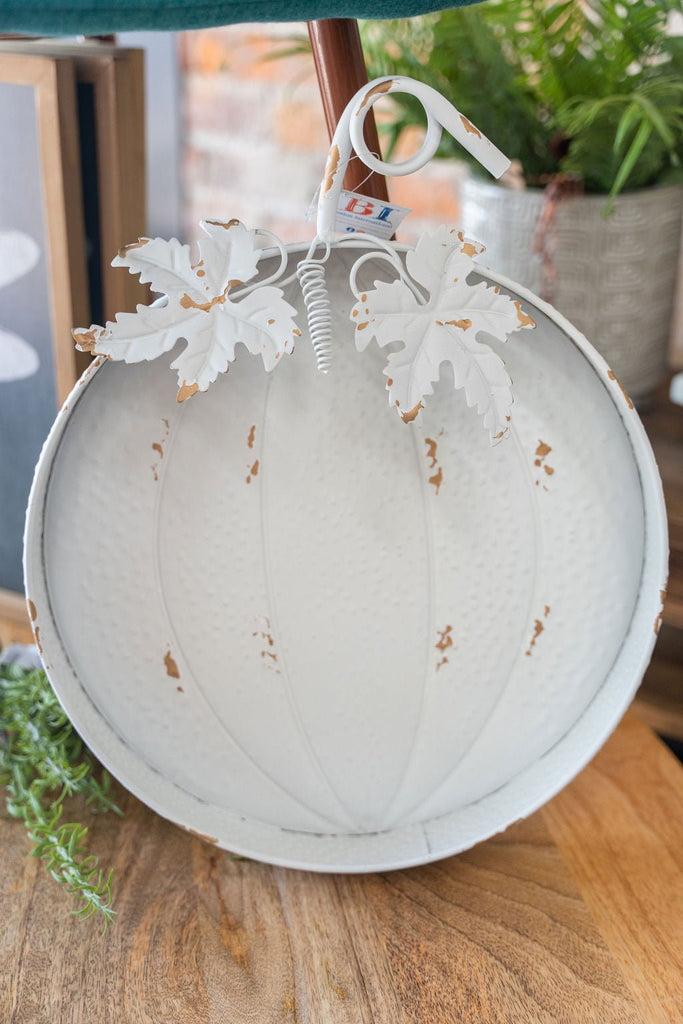 Antique Whitewashed Pumpkin Tray - Betsey's Boutique Shop -