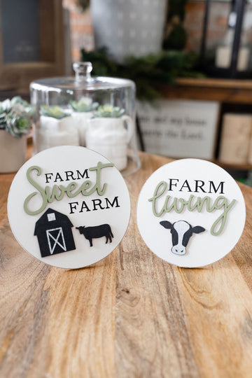 Farm Style Round Wooden Easel Signs - Betsey's Boutique Shop -