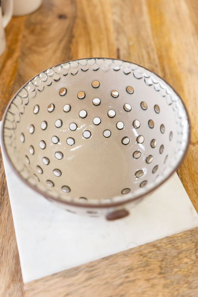 Antique Stoneware Colander - Betsey's Boutique Shop -