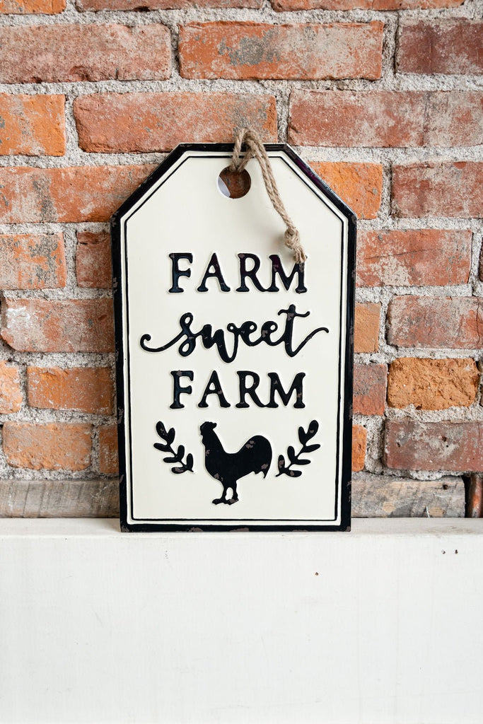 Farm Sweet Farm Metal Tag Sign - Betsey's Boutique Shop -