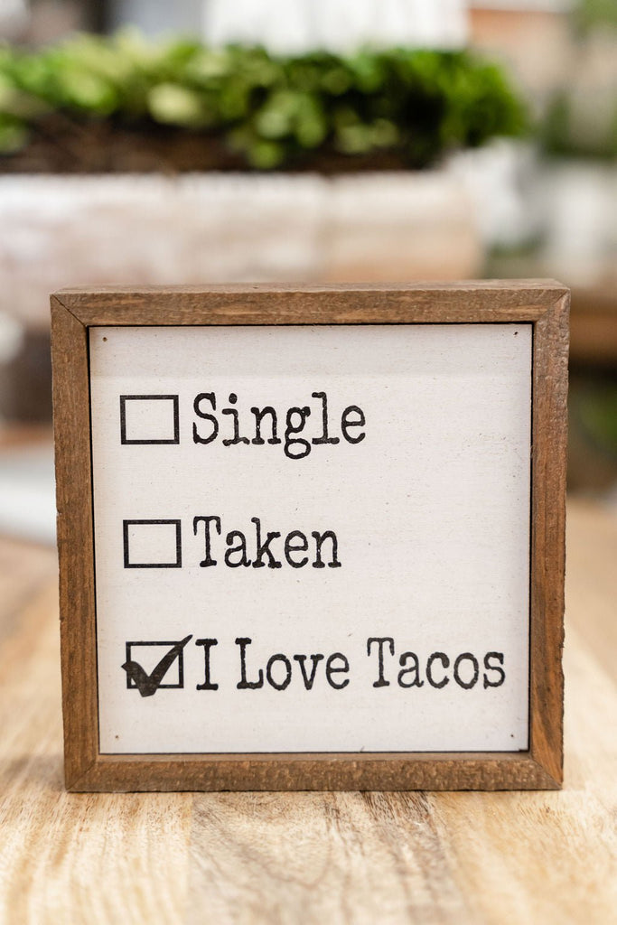 Tacos Wooden Framed Sign - Betsey's Boutique Shop -