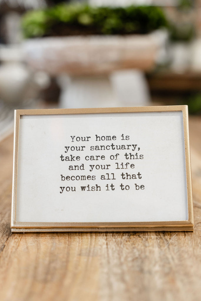 Home Is Your Sanctuary Gold Framed Sign - Betsey's Boutique Shop