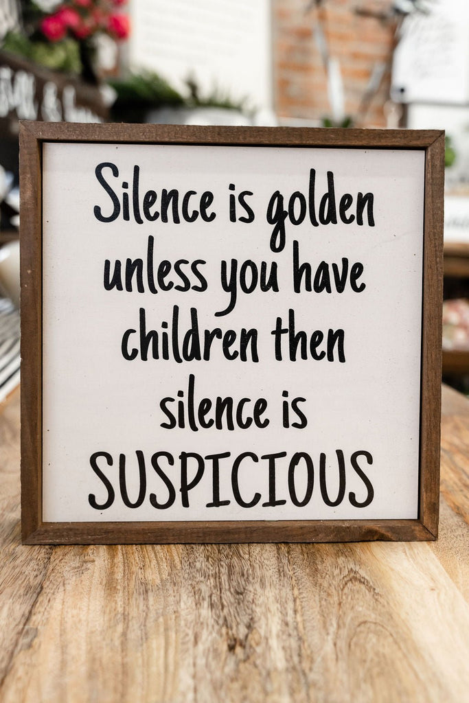 Silence Wooden Framed Sign - Betsey's Boutique Shop -