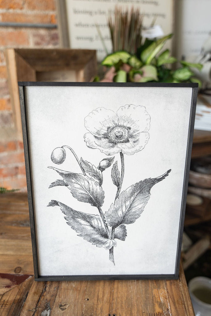 Sketched Floral Wooden Framed Print - Betsey's Boutique Shop -