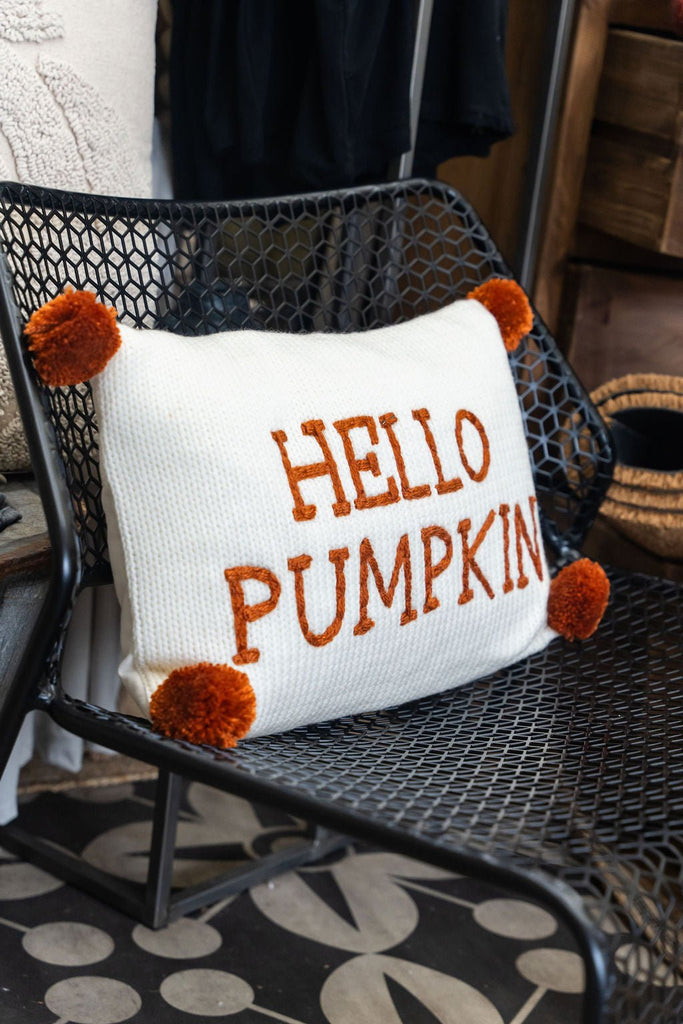 Hello Pumpkin Pom Pom Pillow - Betsey's Boutique Shop -