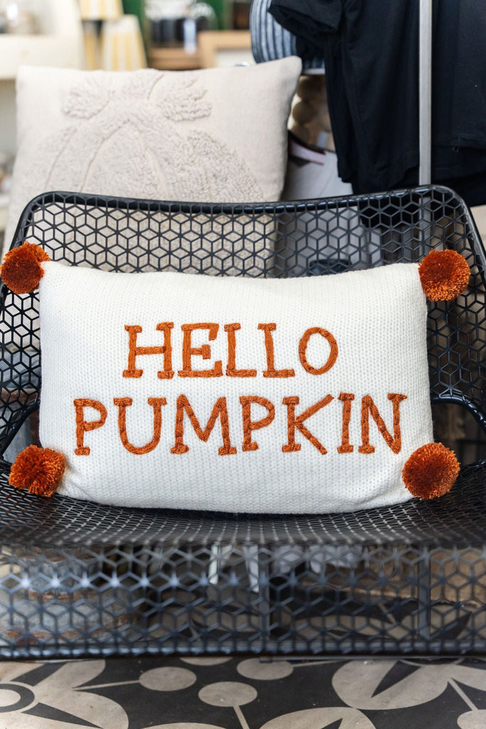 Hello Pumpkin Pom Pom Pillow - Betsey's Boutique Shop -