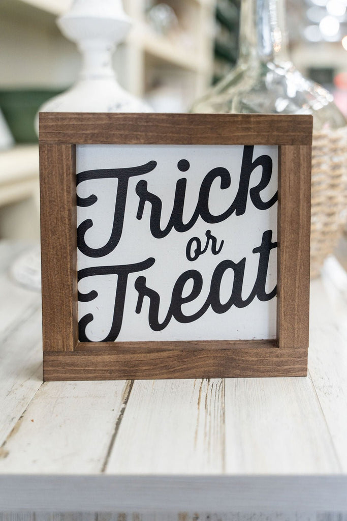 Trick Or Treat Wooden Framed Sign - Betsey's Boutique Shop -