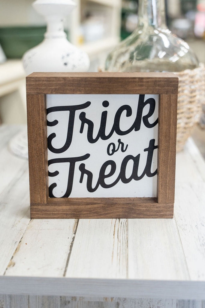 Trick Or Treat Wooden Framed Sign - Betsey's Boutique Shop -