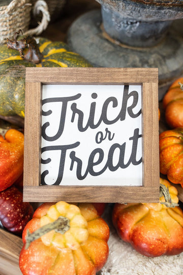 Trick Or Treat Wooden Framed Sign - Betsey's Boutique Shop -