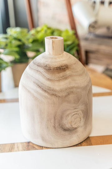 Elongated Paulownia Wooden Vase - Betsey's Boutique Shop -