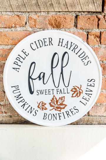 Fall Sweet Fall Round Metal Sign - Betsey's Boutique Shop -